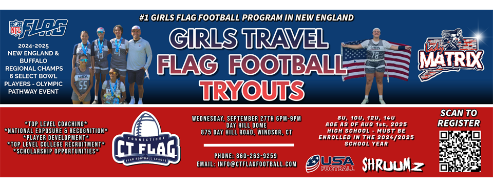 GIRLS TRAVEL FLAG FOOTBALL TRYOUTS OPEN