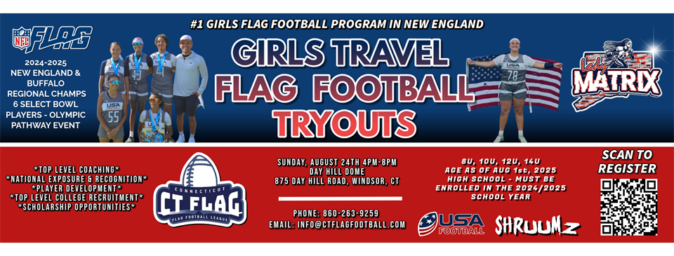 GIRLS TRAVEL FLAG FOOTBALL TRYOUTS OPEN